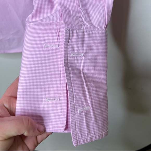 YSL Yves Saint Laurent men pink slim dress button down shirt size 15.5 - Picture 6 of 8